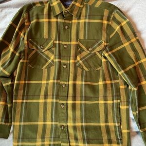 Pendleton Olive and Mustard Plaid Shirt Jacket